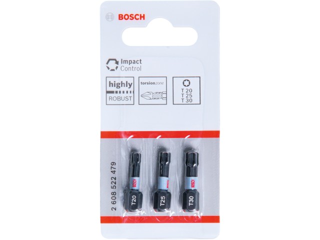 3-delni komplet vijačnih nastavkov Bosch PRO Torx Impact, T20/T25/T30, 25mm, 2608522479